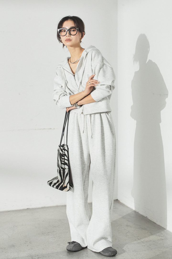 [SET]スウェットドルマンジップフードパーカー+スウェットコクーンイージーパンツ(2set)