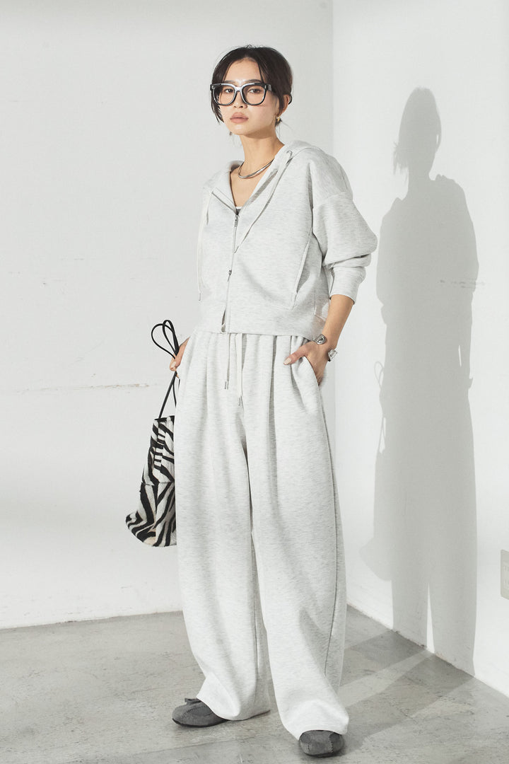 [SET]スウェットドルマンジップフードパーカー+スウェットコクーンイージーパンツ(2set)