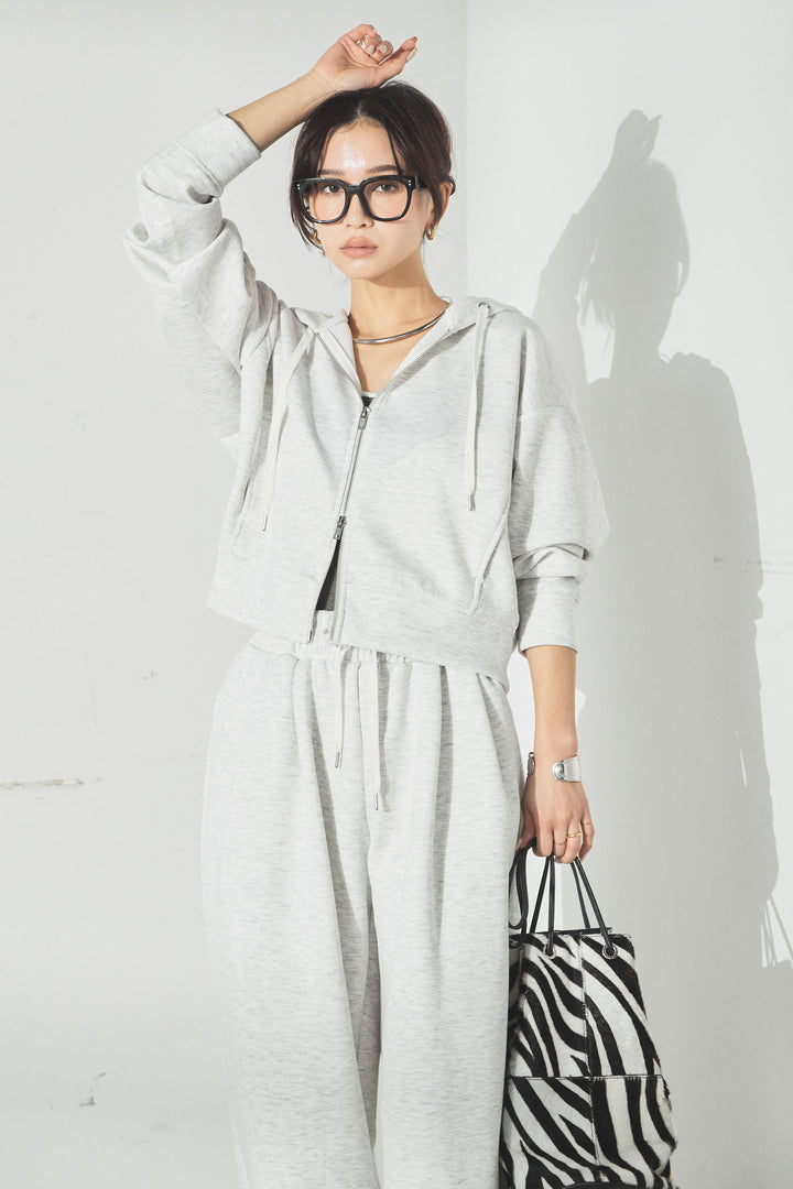 [SET]スウェットドルマンジップフードパーカー+スウェットコクーンイージーパンツ(2set)