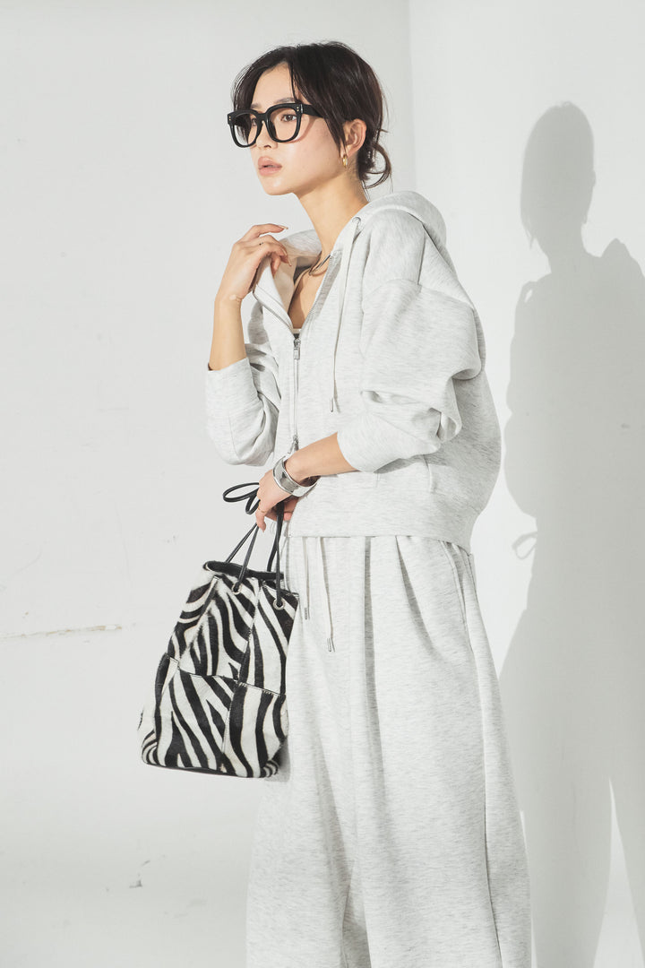 [SET]スウェットドルマンジップフードパーカー+スウェットコクーンイージーパンツ(2set)