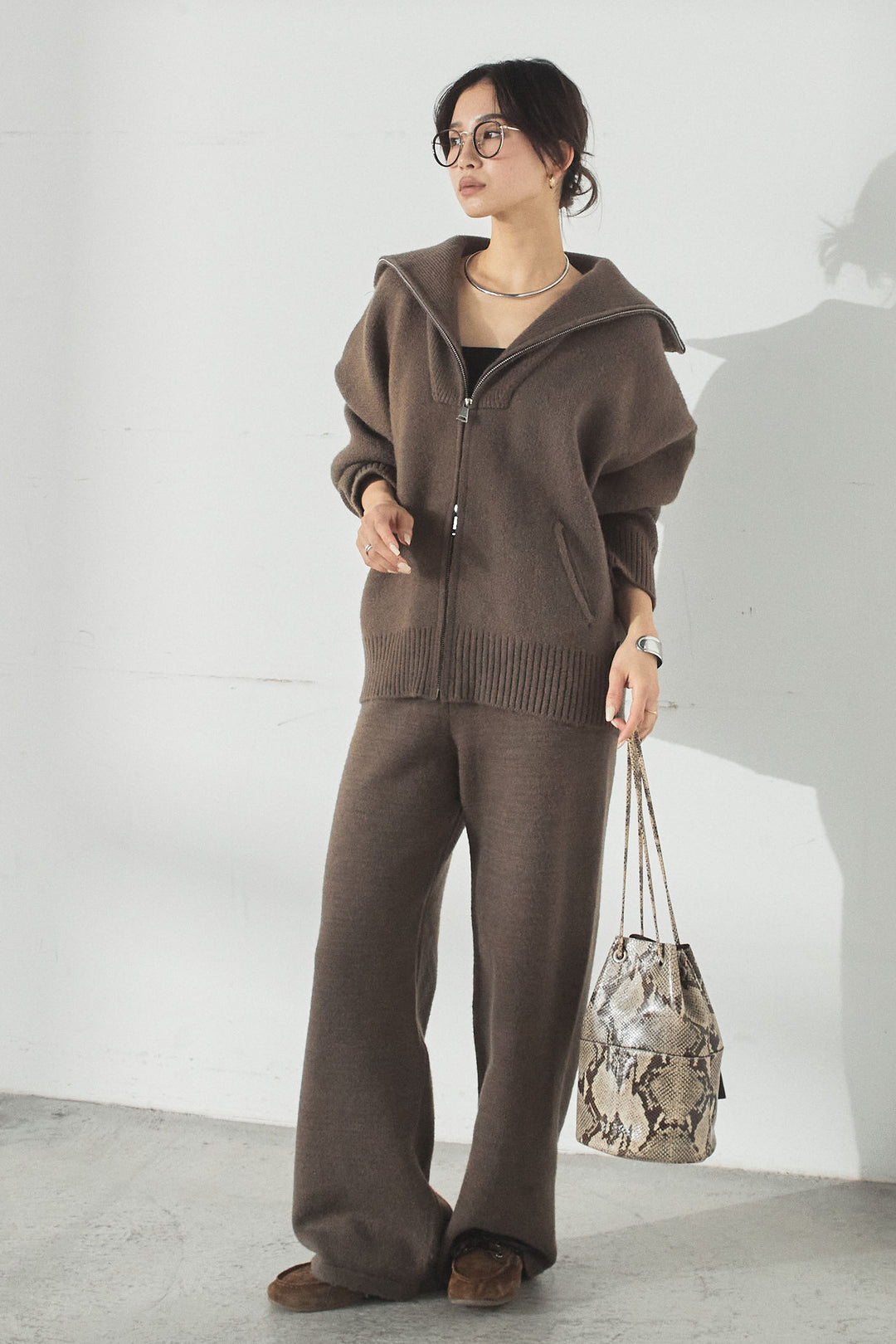 [SET]ビッグカラーダブルジップニットSETUP