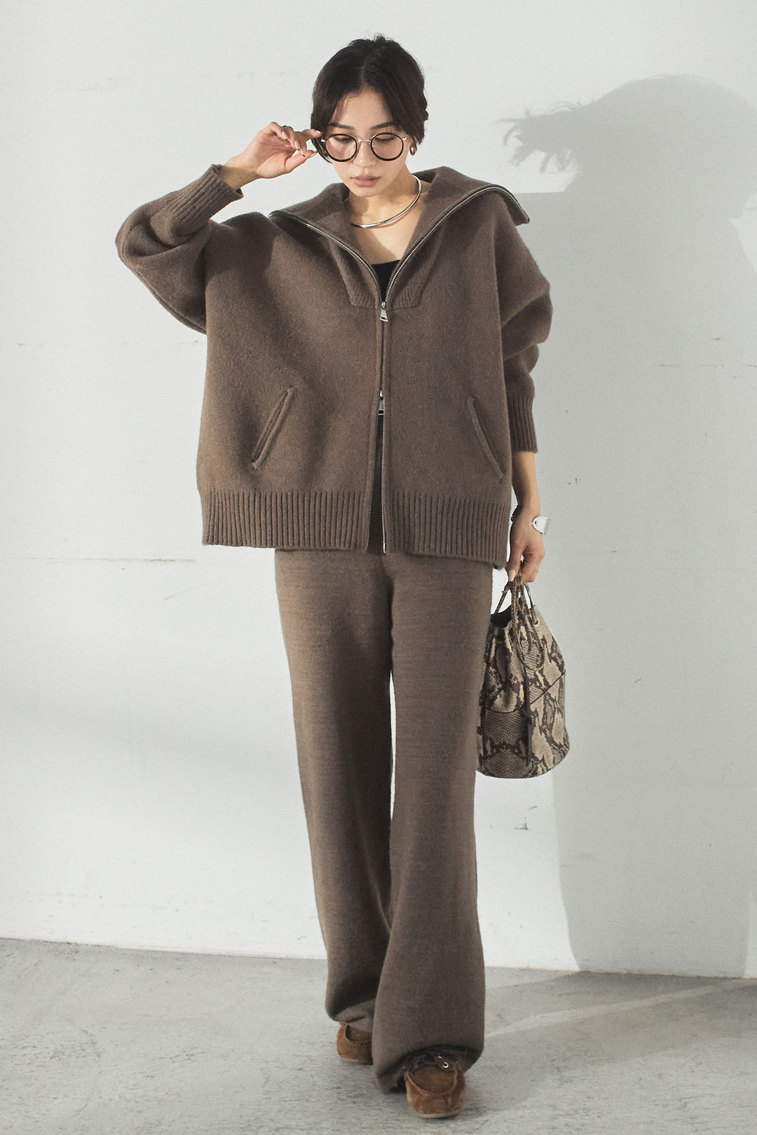 [SET]ビッグカラーダブルジップニットSETUP