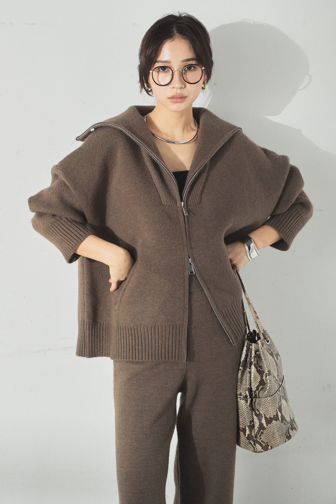 [SET]ビッグカラーダブルジップニットSETUP