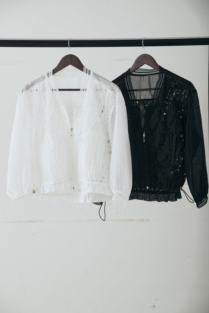 【着回しセット】[SET]モチーフ付きシアーブルゾン+モチーフ付きシアーブルゾン(2set)