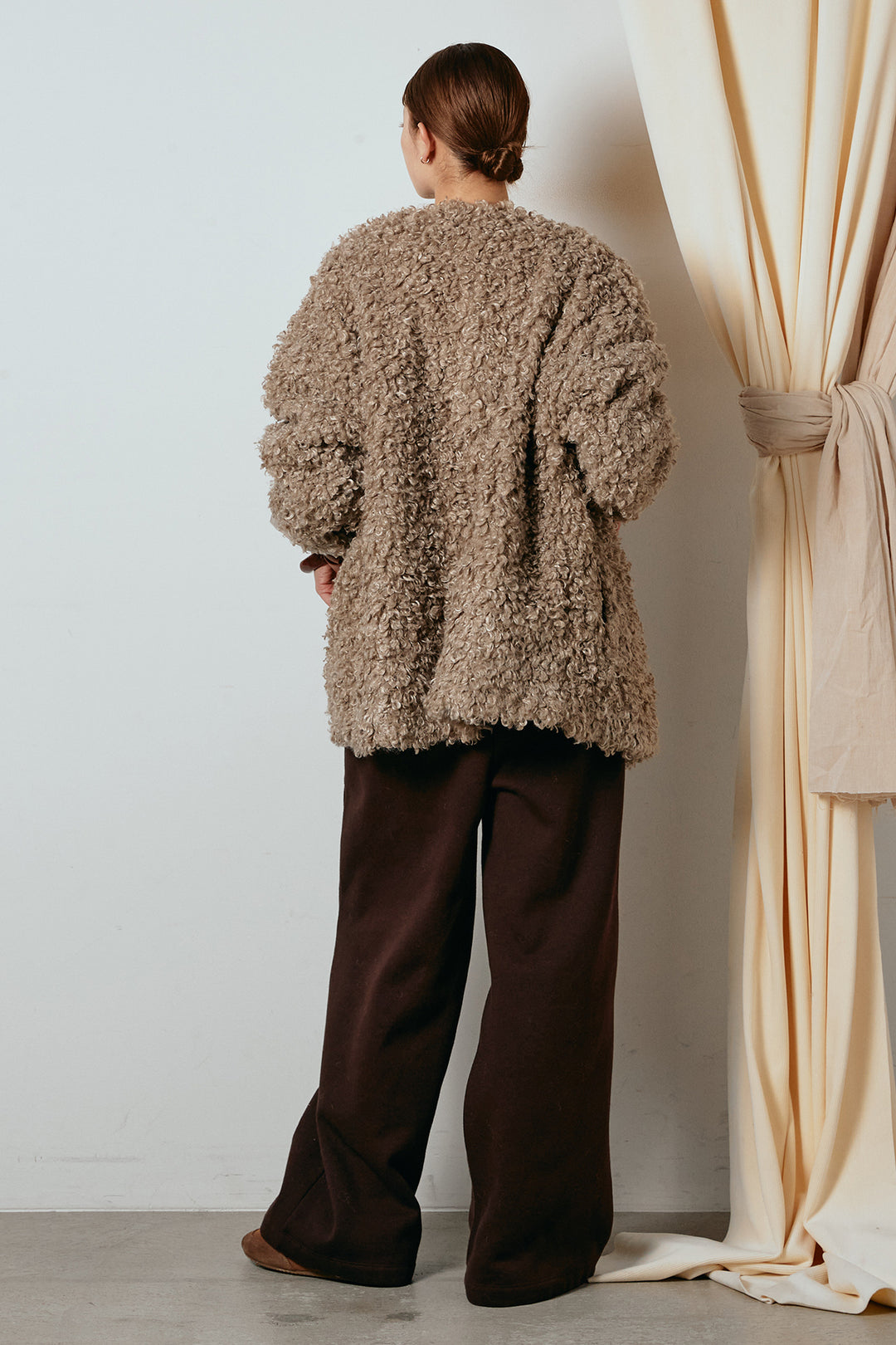 [SET]シープライクファージャケット+裏起毛スウェットワイドパンツ(2set)