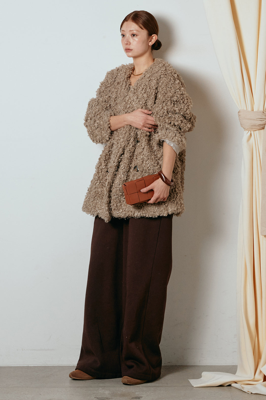 [SET]シープライクファージャケット+裏起毛スウェットワイドパンツ(2set)