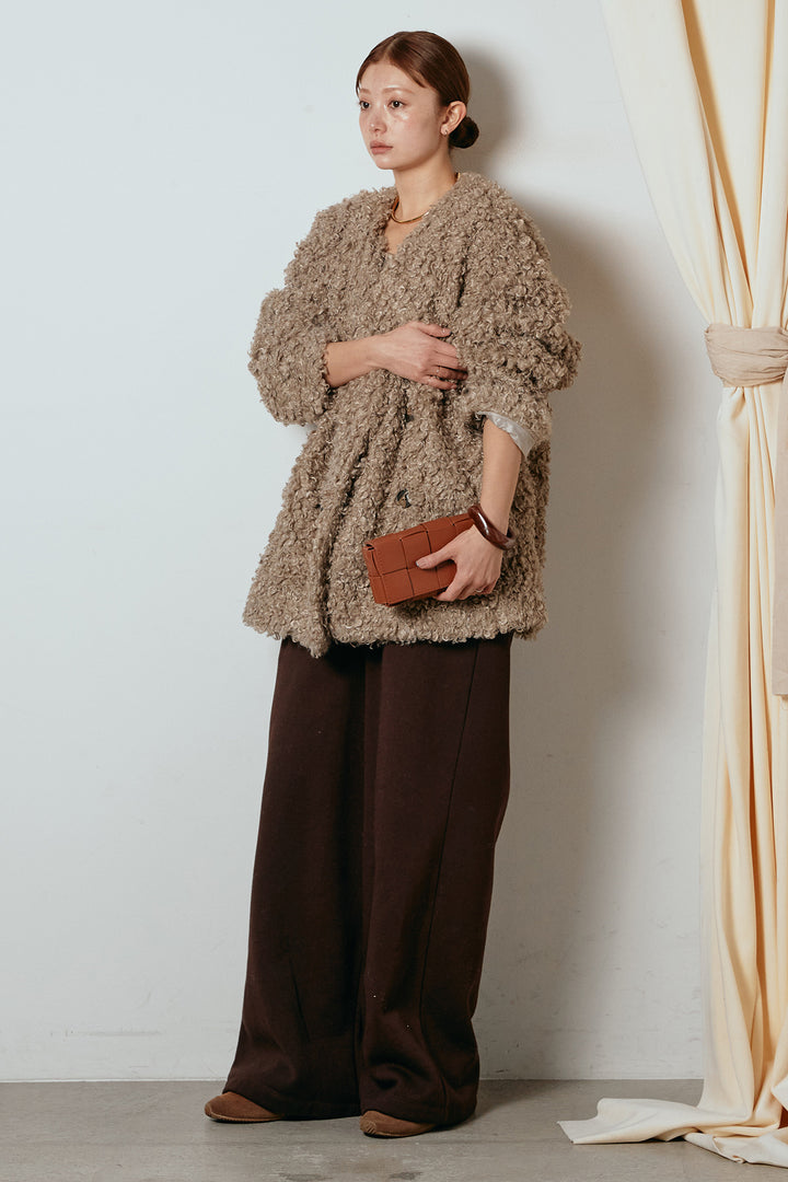 [SET]シープライクファージャケット+裏起毛スウェットワイドパンツ(2set)