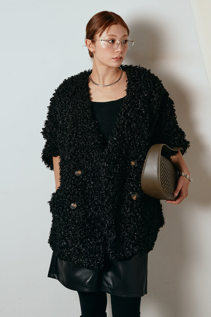 [SET]シープライクファージャケット+ストレッチエコレザーバミューダパンツ(2set)