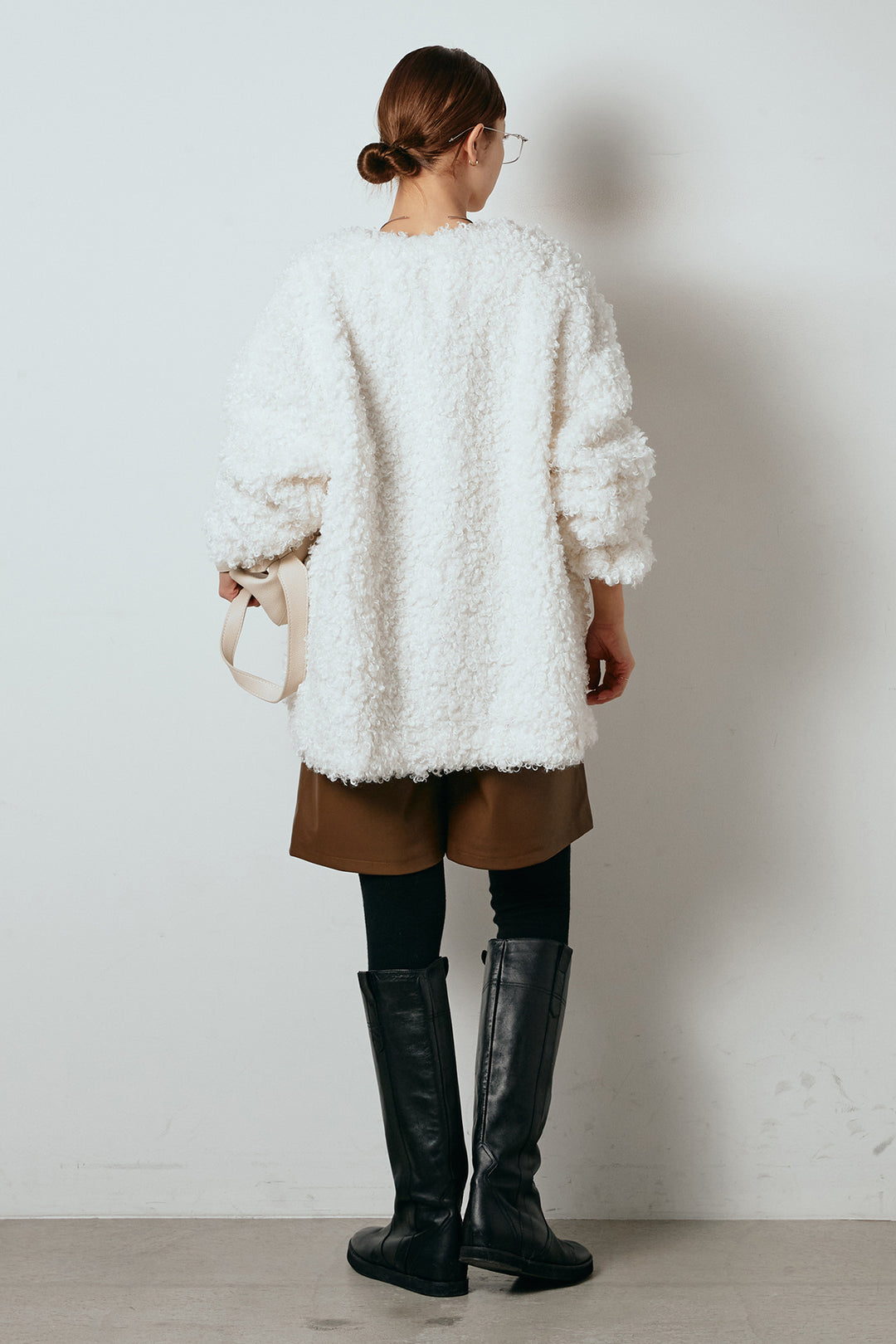 [SET]シープライクファージャケット+ストレッチエコレザーバミューダパンツ(2set)