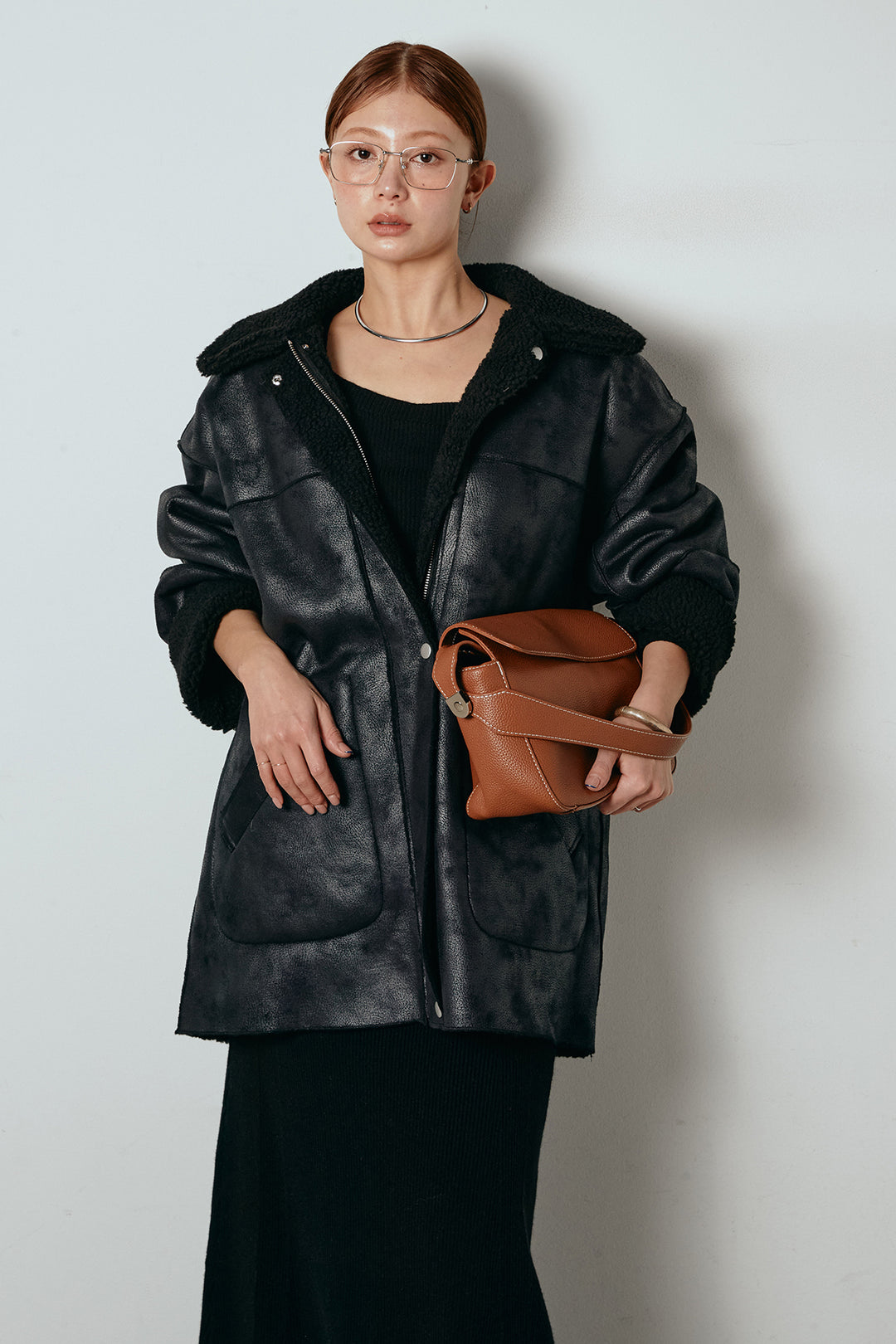 [SET]リバーシブルエコムートンコート+リブナローニットスカート(2set)