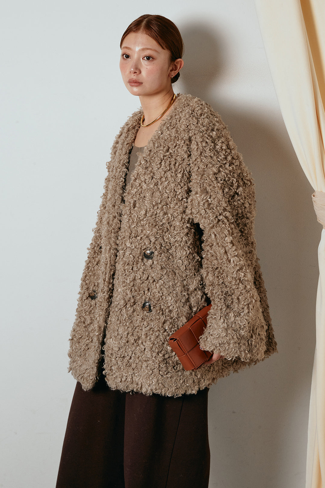 [SET]シープライクファージャケット+裏起毛スウェットワイドパンツ(2set)