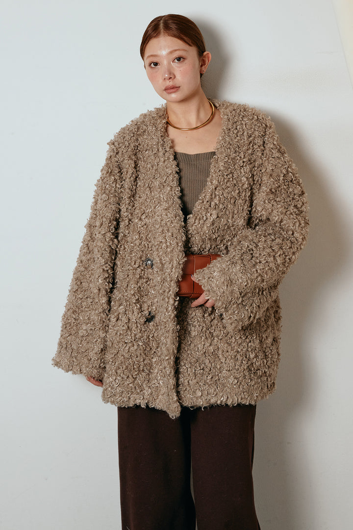 [SET]シープライクファージャケット+裏起毛スウェットワイドパンツ(2set)