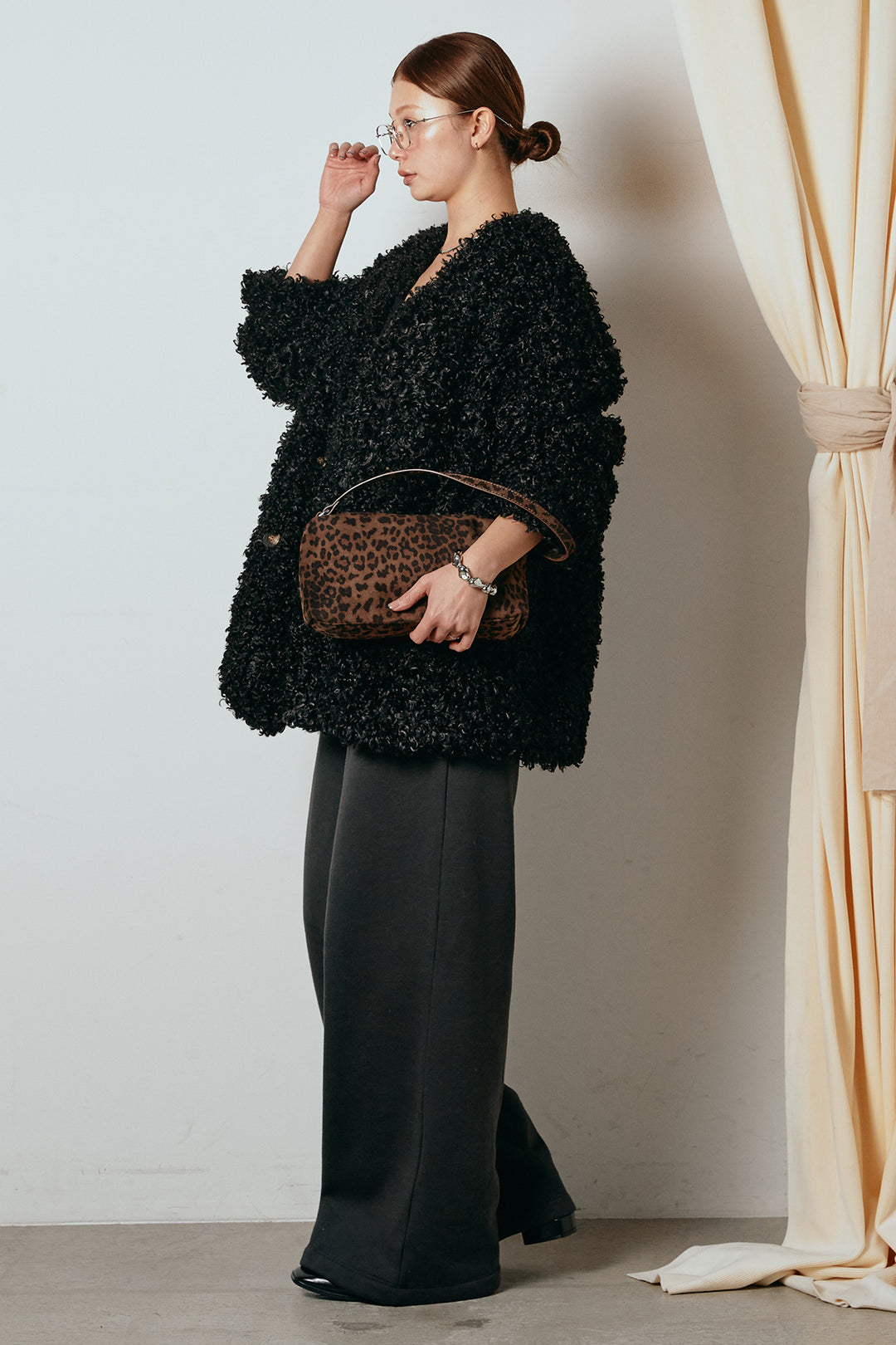 [SET]シープライクファージャケット+裏起毛スウェットワイドパンツ(2set)