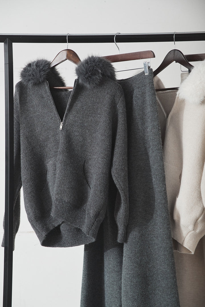 【着回しセット】[SET]ファー付きフーディーニットSETUP+ファー付きフーディーニットSETUP(2set)