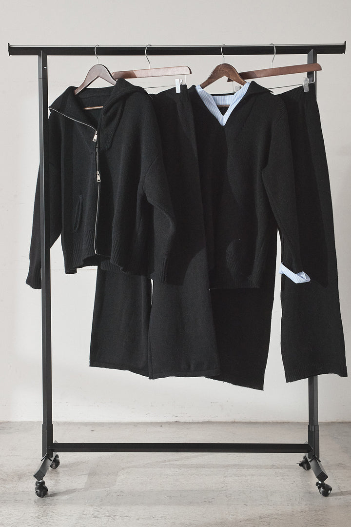 【着回しセット】[SET]ビッグカラーダブルジップニットSETUP+ストライプドッキングニットポロSETUP(2set)