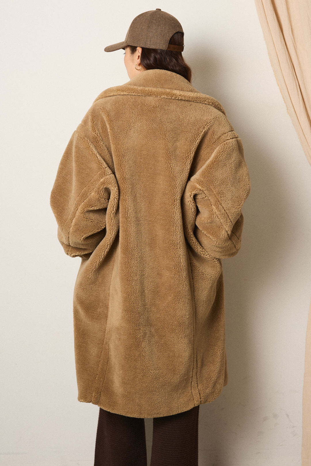 [SET]テディボアロングコート+ロゴデザインルーズスウェット+ワイドリブニットイージーパンツ(3set)