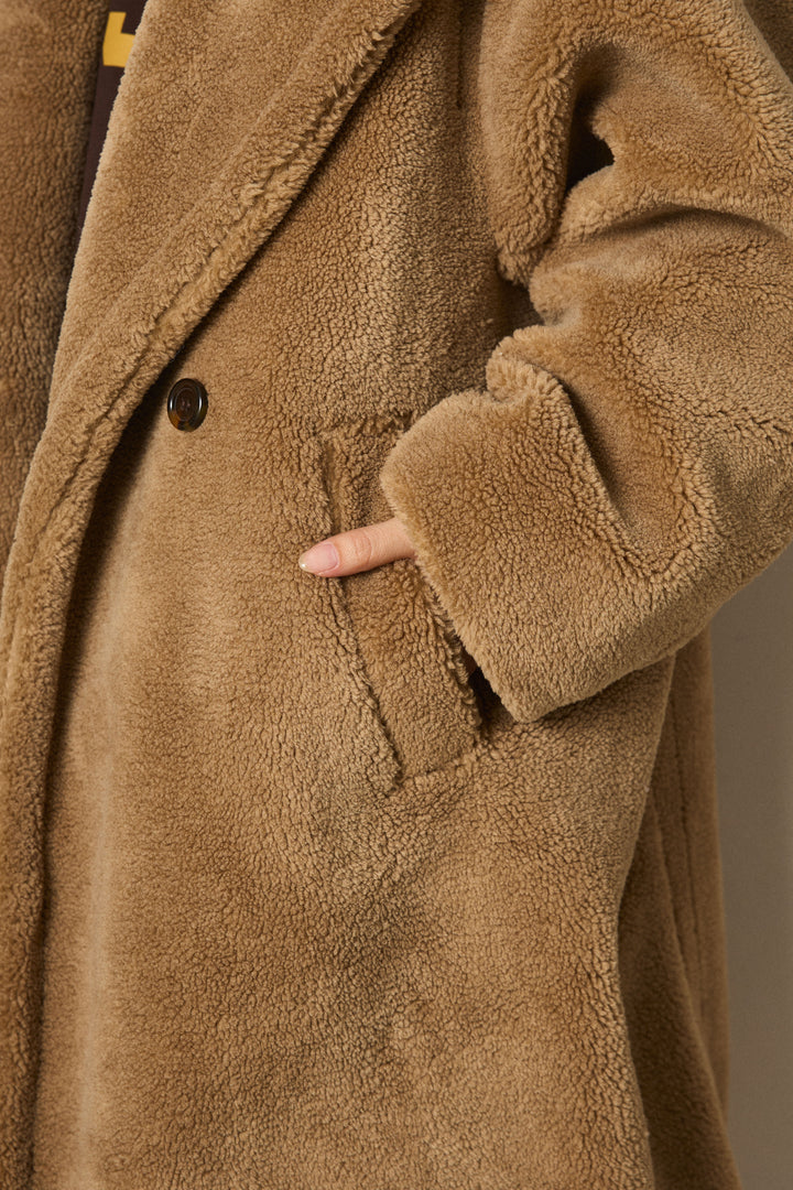 [SET]テディボアロングコート+ロゴデザインルーズスウェット+花柄刺繍ベロアフレアスカート(3set)