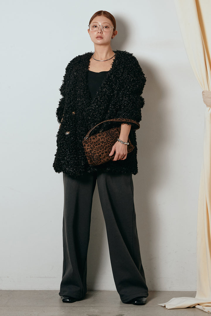 [SET]シープライクファージャケット+裏起毛スウェットワイドパンツ(2set)