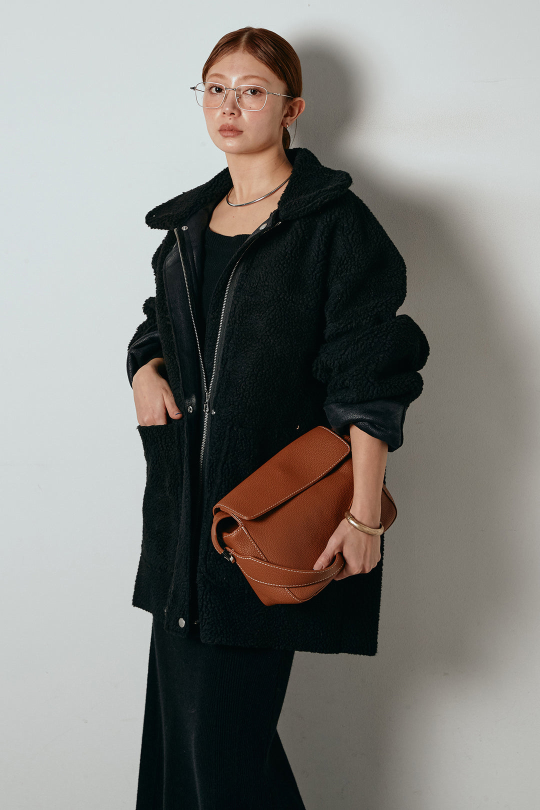 [SET]リバーシブルエコムートンコート+リブナローニットスカート(2set)