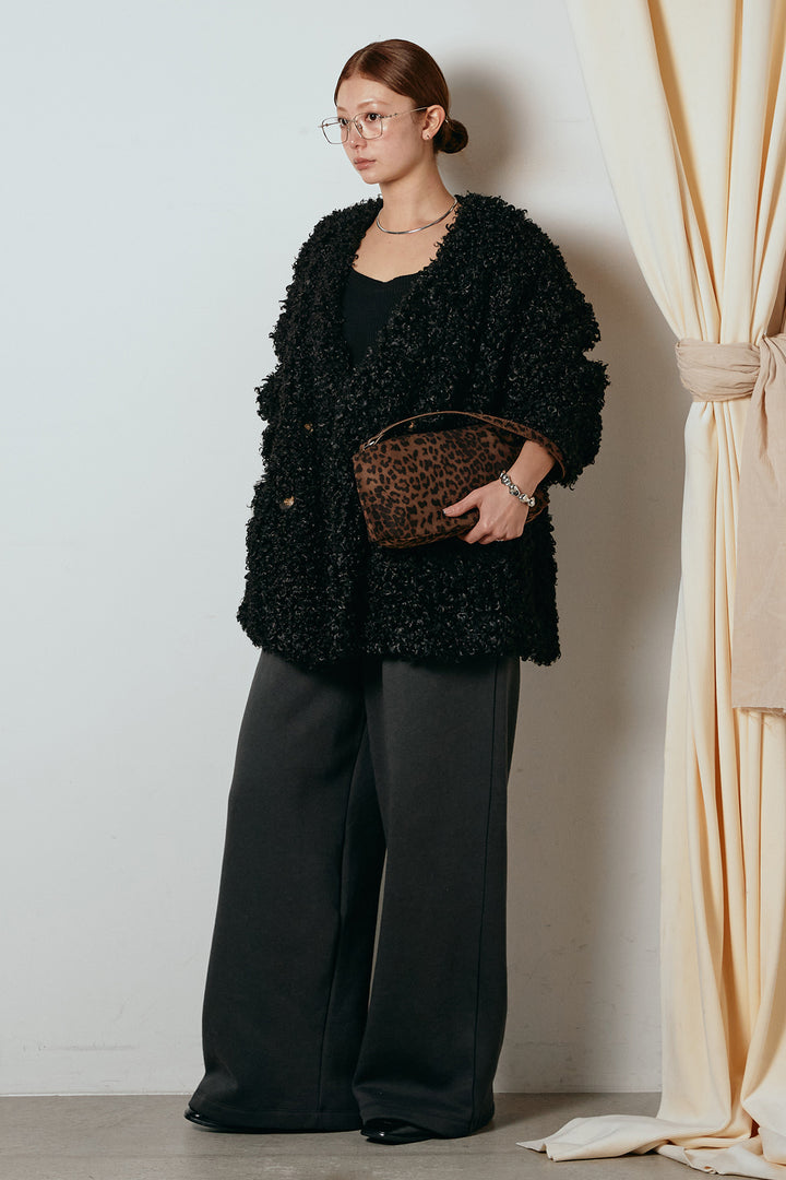 [SET]シープライクファージャケット+裏起毛スウェットワイドパンツ(2set)