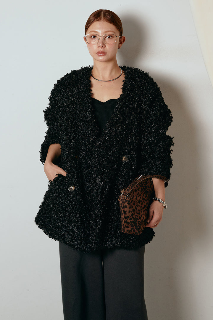 [SET]シープライクファージャケット+裏起毛スウェットワイドパンツ(2set)