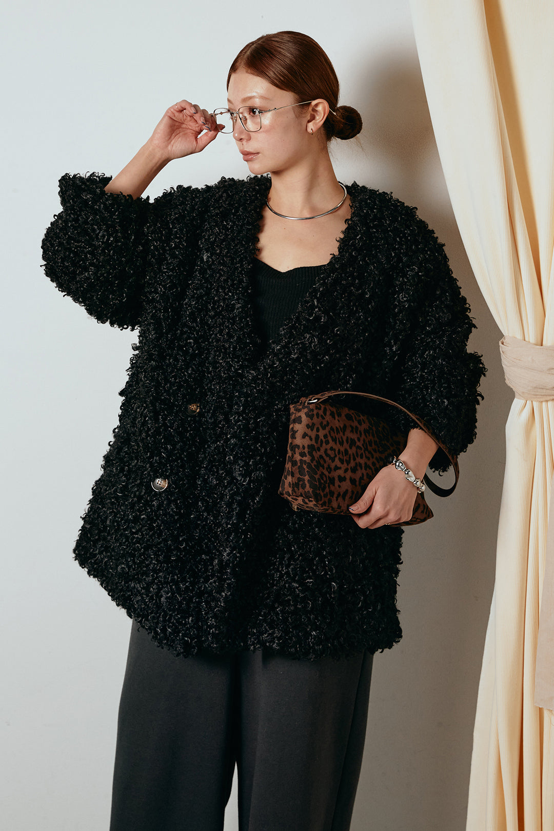 [SET]シープライクファージャケット+裏起毛スウェットワイドパンツ(2set)