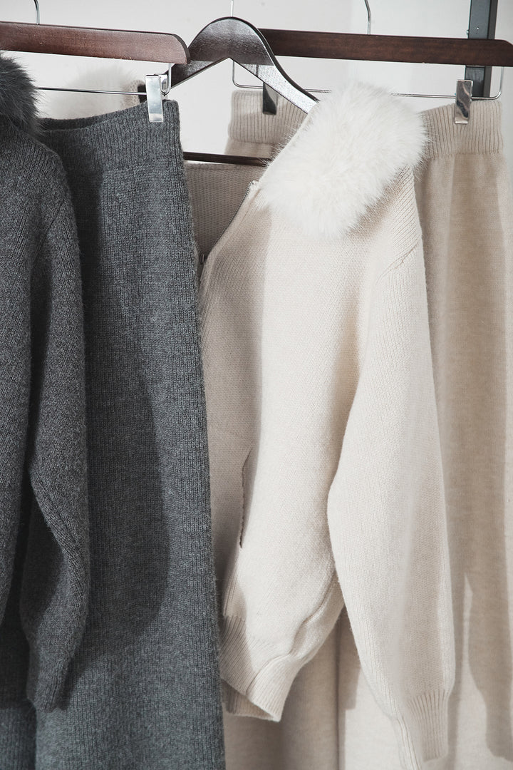 【着回しセット】[SET]ファー付きフーディーニットSETUP+ファー付きフーディーニットSETUP(2set)