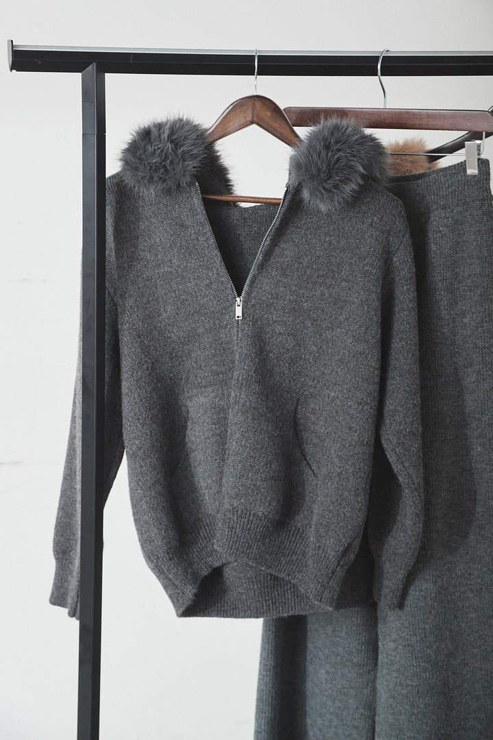 【着回しセット】[SET]ファー付きフーディーニットSETUP+ファー付きフーディーニットSETUP(2set)