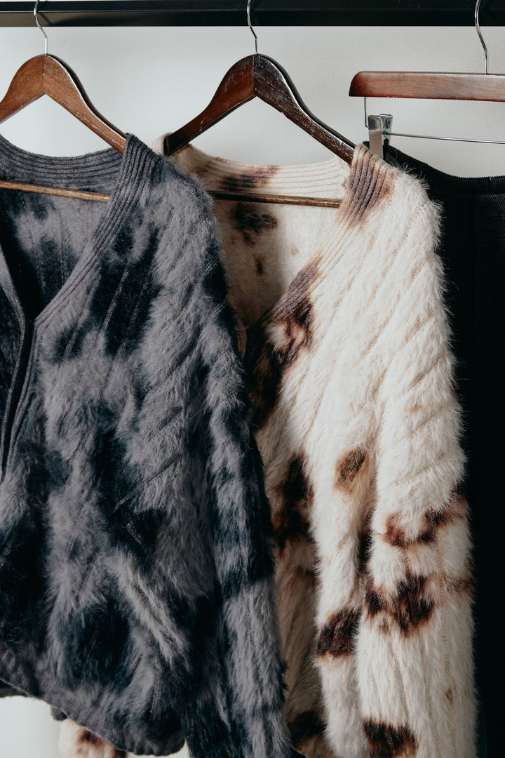 【着回しセット】[SET]タイダイ柄シャギーニットカーディガン+タック入りコーデュロイワイドパンツ+タイダイ柄シャギーニットカーディガン(3set)