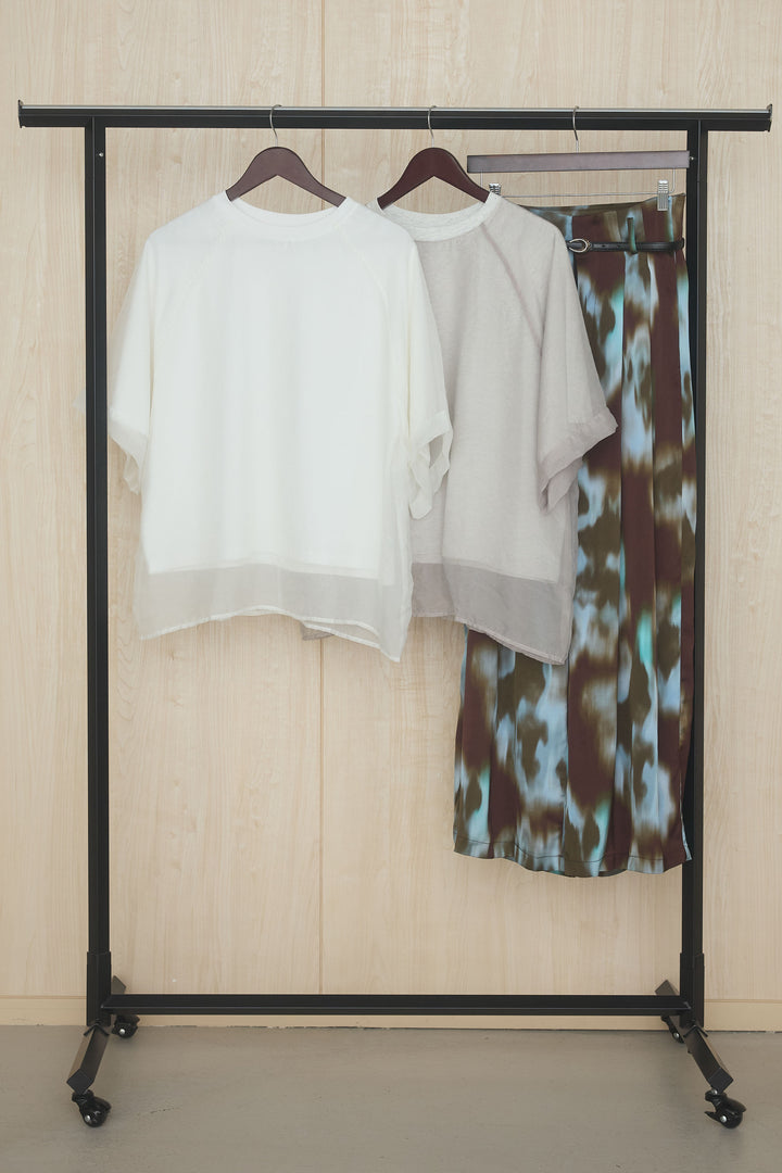 【着回しセット】[SET]オーガンジー重ねBIGTシャツ+細ベルト付きタイダイカラーパンツ+オーガンジー重ねBIGTシャツ(3set)