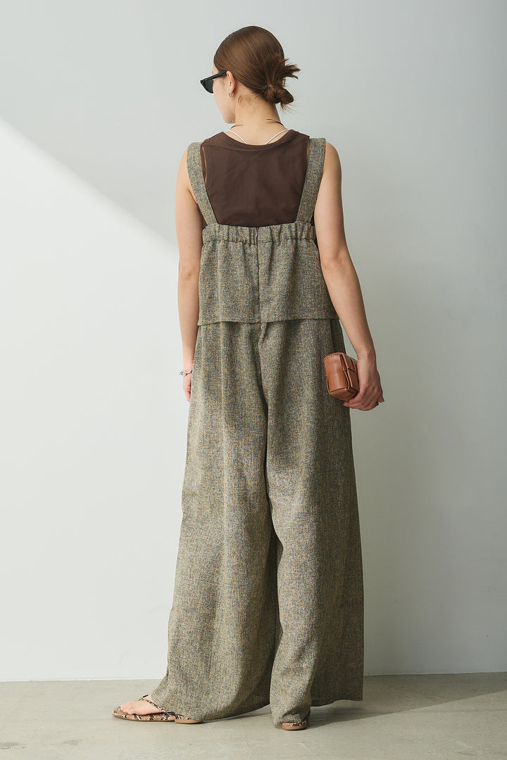 [SET]シャーリングシアータンクxリブタンクSET+ツイードライクケープサロペット(2set)