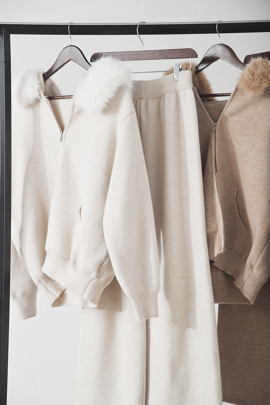 【着回しセット】[SET]ファー付きフーディーニットSETUP+ファー付きフーディーニットSETUP(2set)