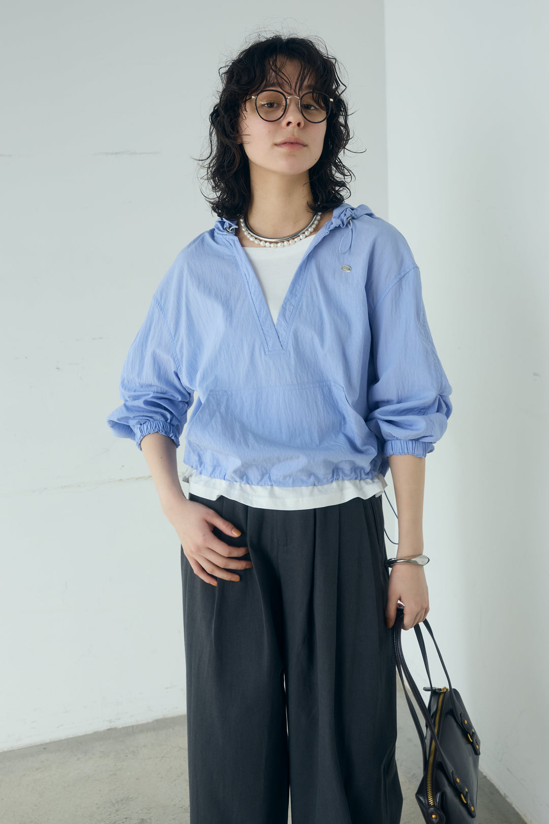 [SET]レイヤードデザインフーディートップス+ひげレース切替ロング丈スカート(2set)