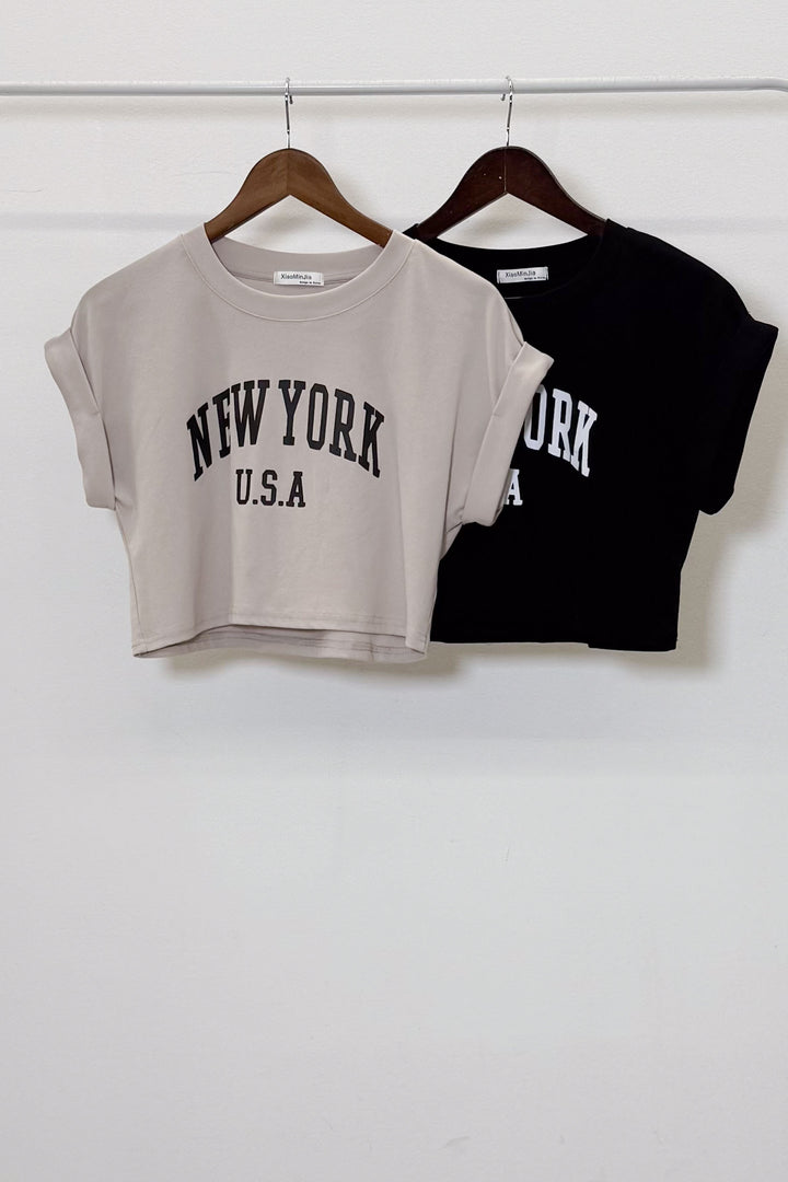 [着回しセット]ショート丈NEWYORKロゴTシャツ+ショート丈NEWYORKロゴTシャツ(2set)