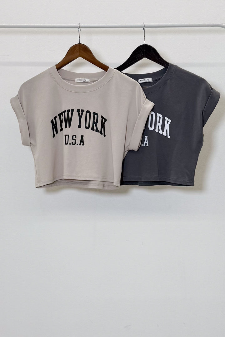 [着回しセット]ショート丈NEWYORKロゴTシャツ+ショート丈NEWYORKロゴTシャツ(2set)
