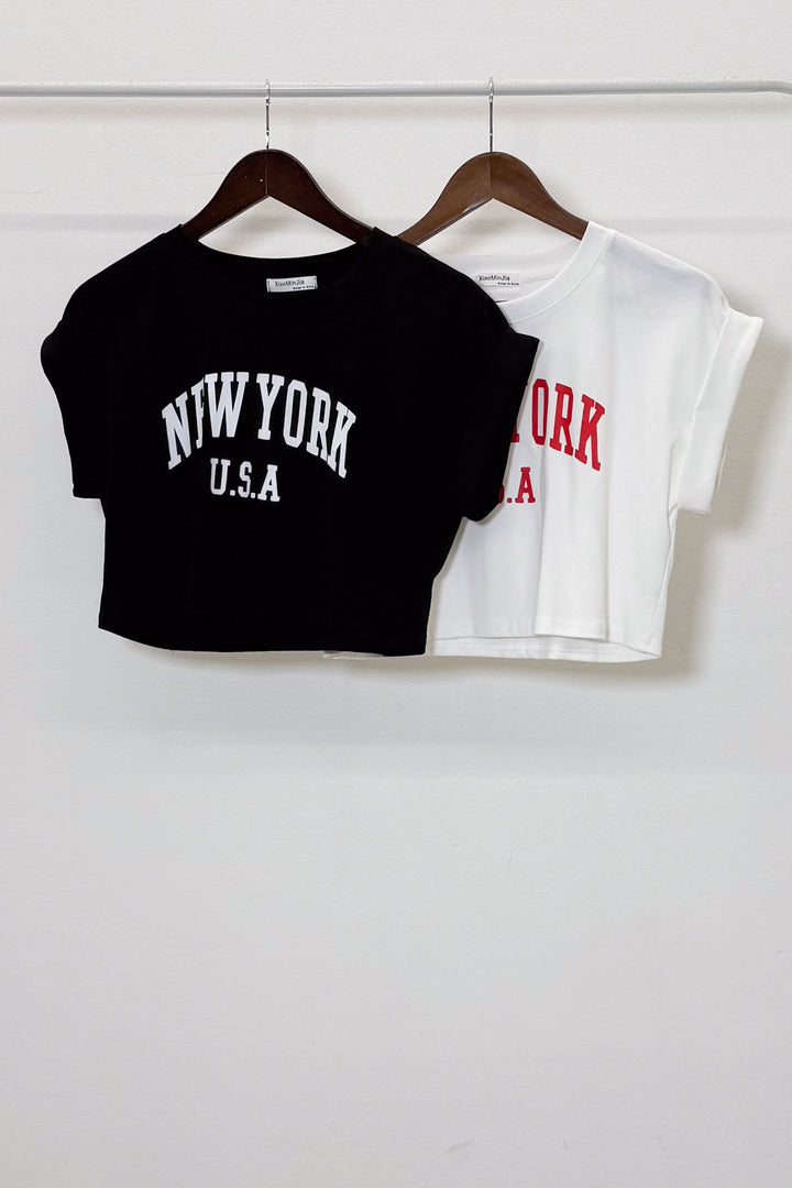 [着回しセット]ショート丈NEWYORKロゴTシャツ+ショート丈NEWYORKロゴTシャツ(2set)