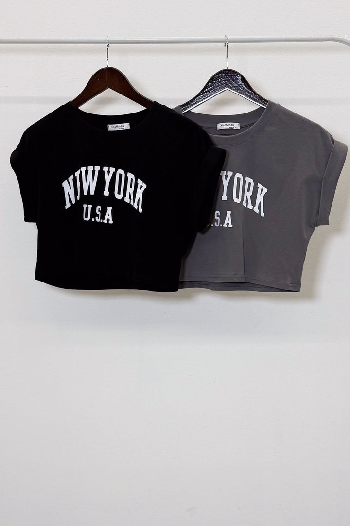 [着回しセット]ショート丈NEWYORKロゴTシャツ+ショート丈NEWYORKロゴTシャツ(2set)