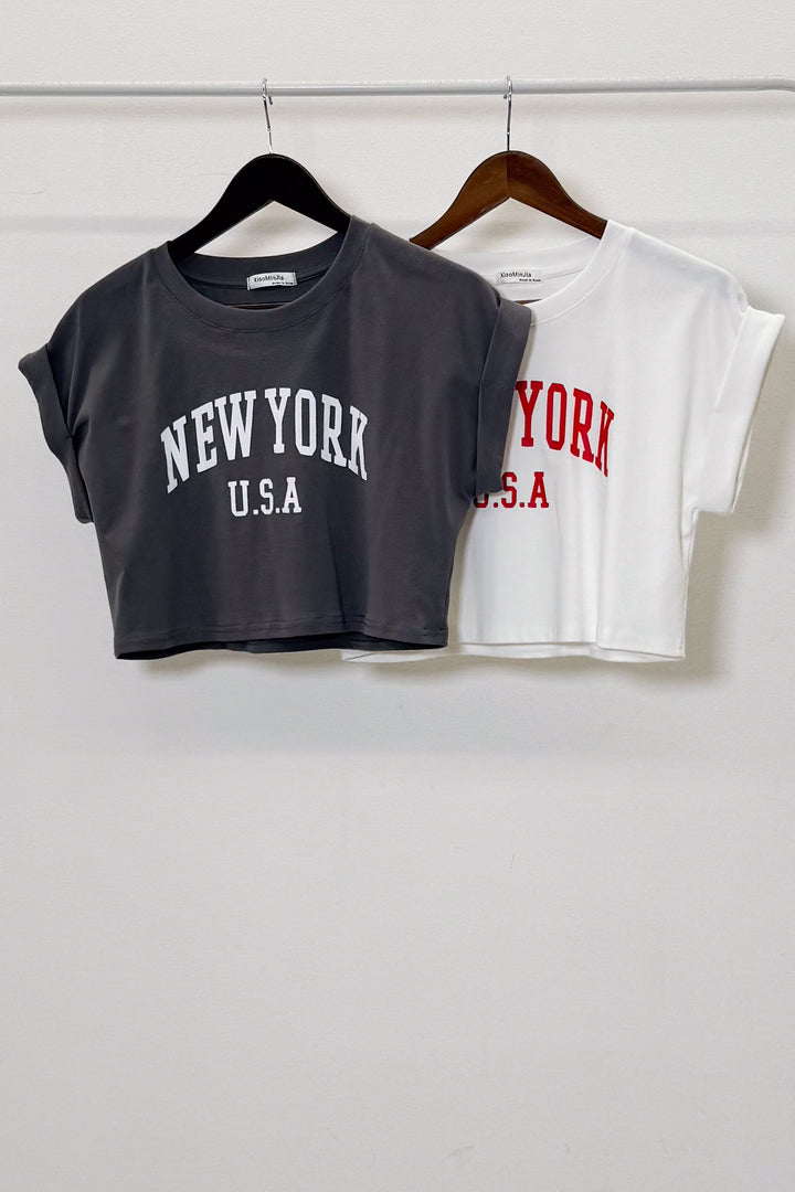 [着回しセット]ショート丈NEWYORKロゴTシャツ+ショート丈NEWYORKロゴTシャツ(2set)