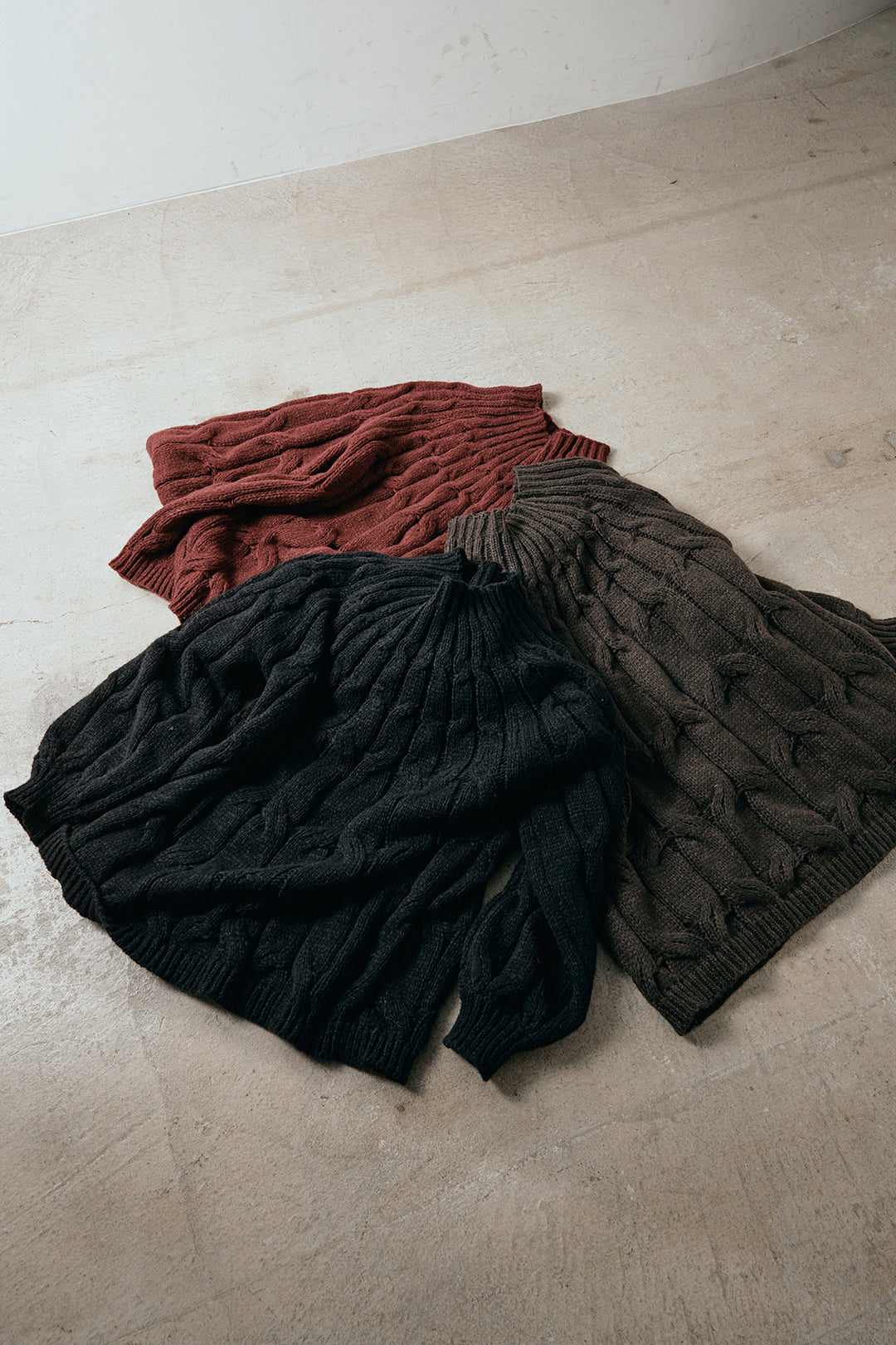 求心柄ニットトップス/レッド