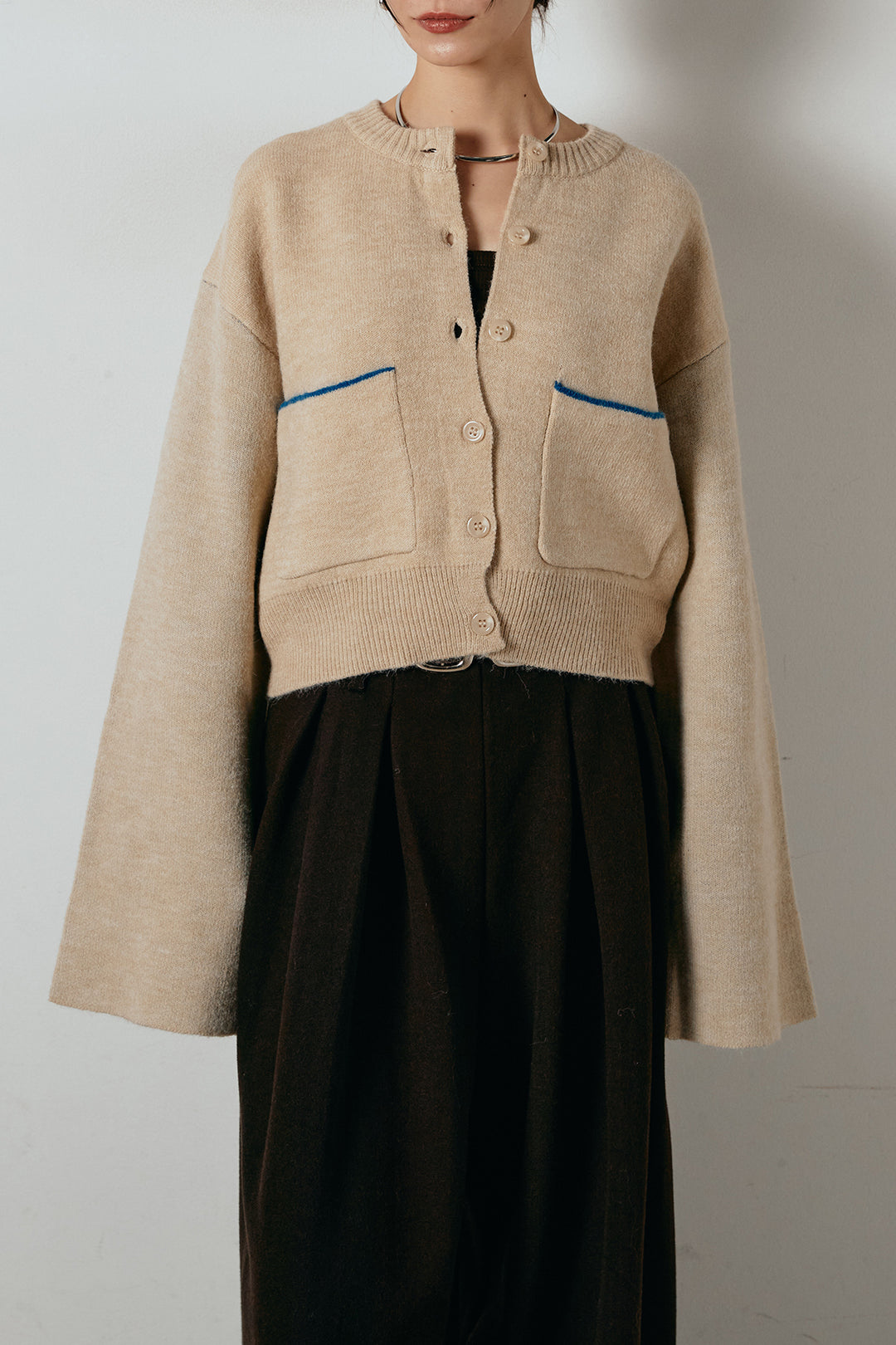 アルパカタッチダブルフェイスカーディガン/アイボリー