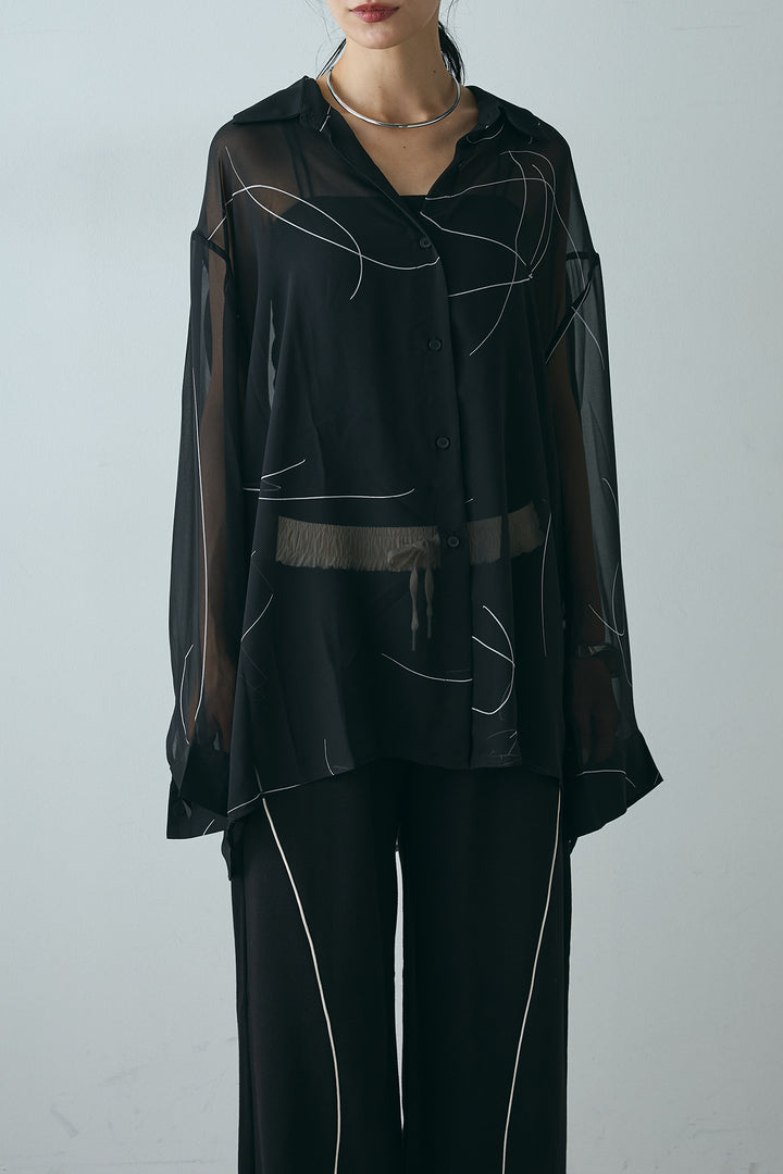 ニュアンスライン柄シアーシャツ