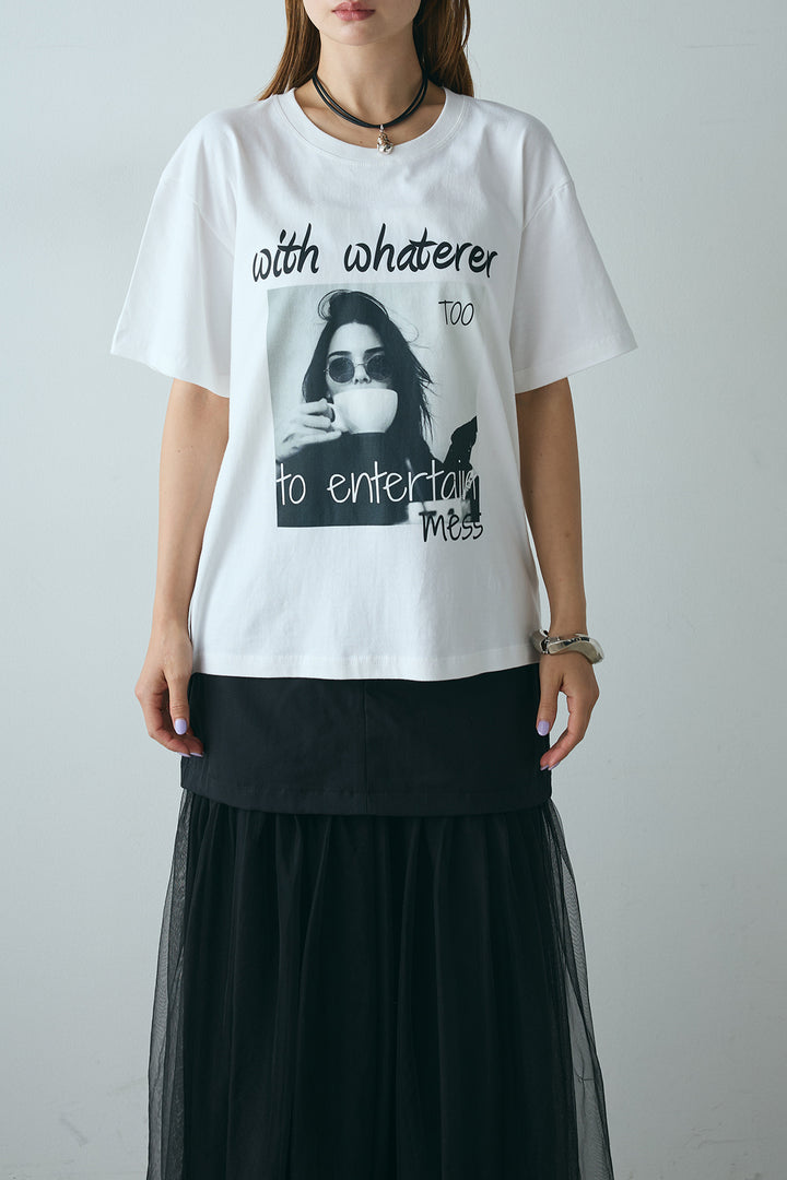 モノトーンフォトプリントTシャツ