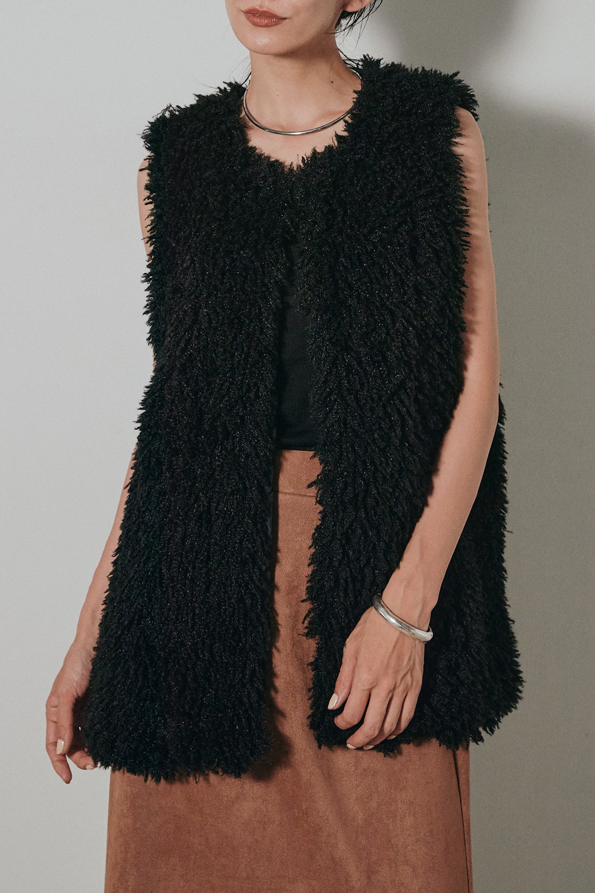 ミドル丈プードルボアベスト – ESICA