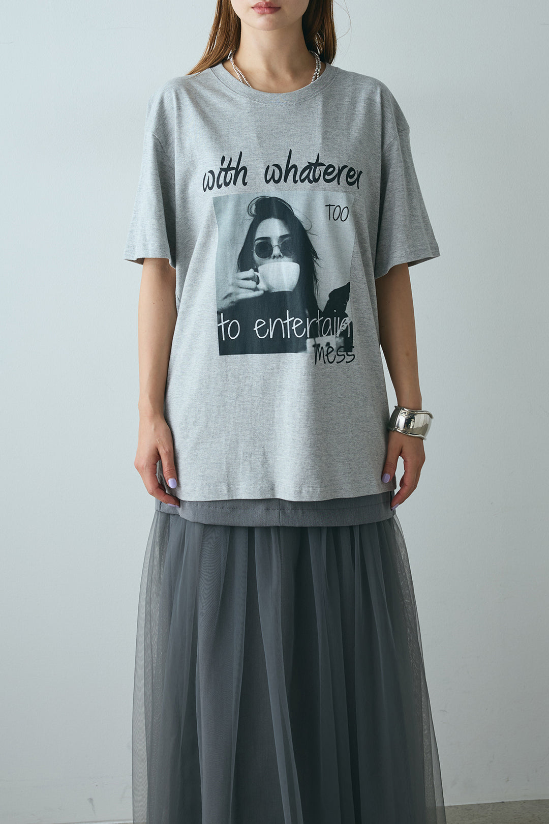 モノトーンフォトプリントTシャツ