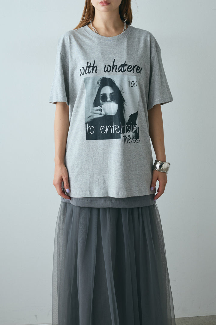 モノトーンフォトプリントTシャツ