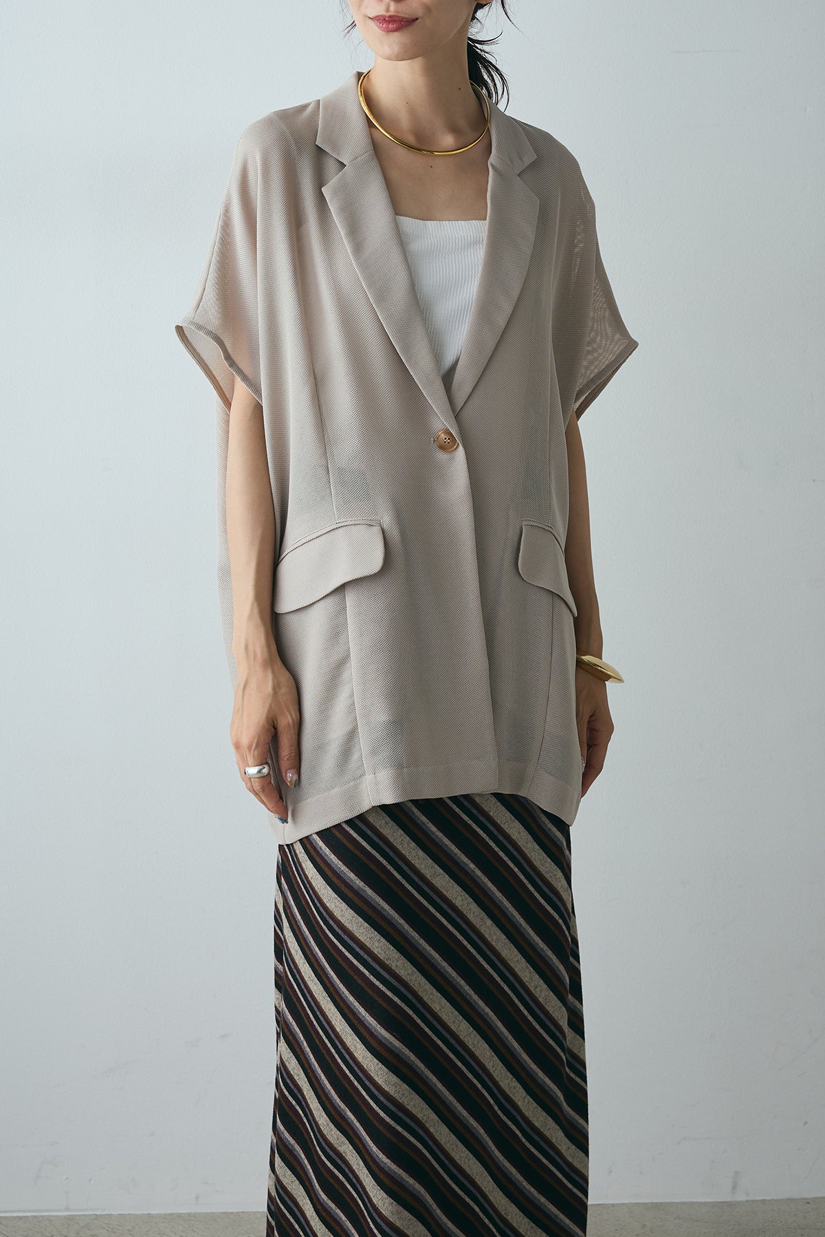 ESICA◆ベスト/FREE/ナイロン/GRY/無地/WDN1861 VEST – ESICA