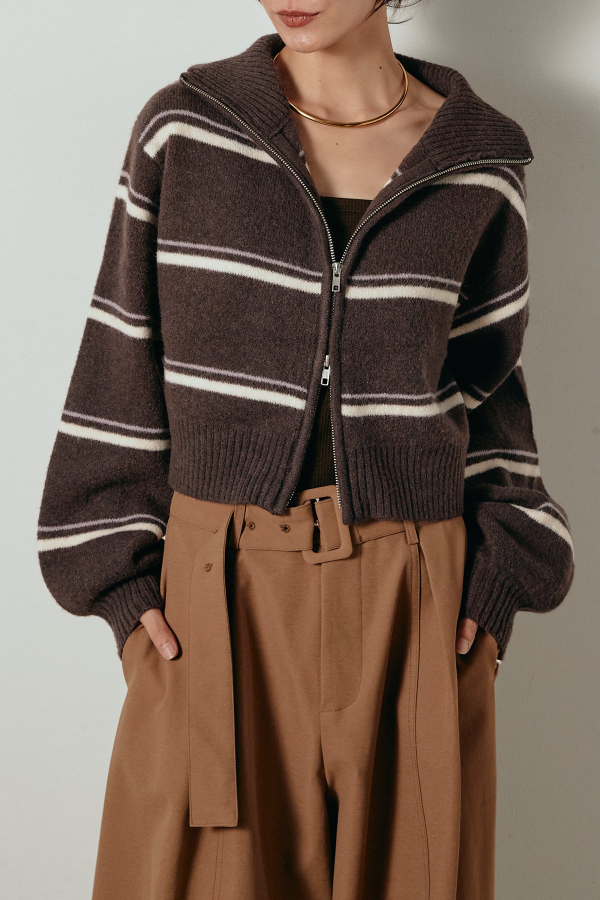 アルパカタッチボーダーダブルジップブルゾン – ESICA