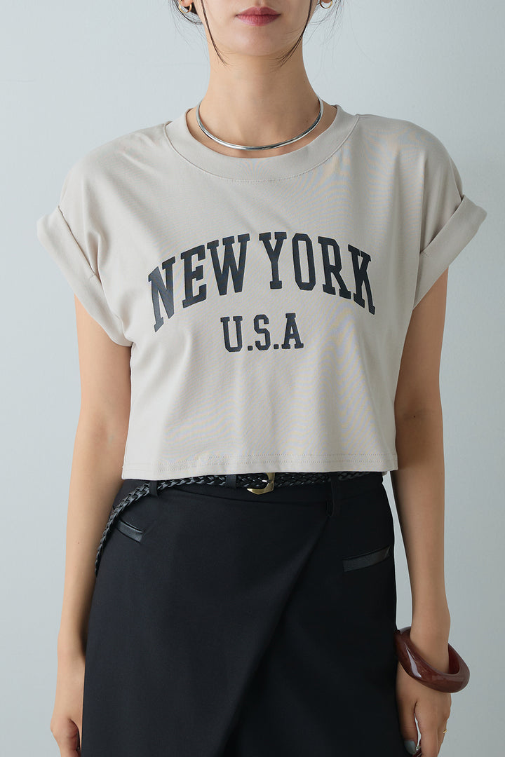 [着回しセット]ショート丈NEWYORKロゴTシャツ+ショート丈NEWYORKロゴTシャツ+ベルト付きクロスデザインパンツ(3set)