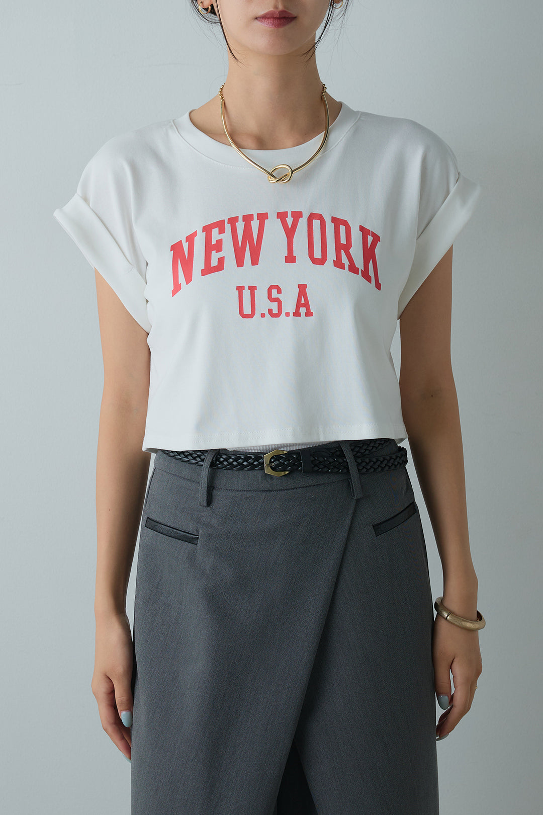 [着回しセット]ショート丈NEWYORKロゴTシャツ+ショート丈NEWYORKロゴTシャツ(2set)