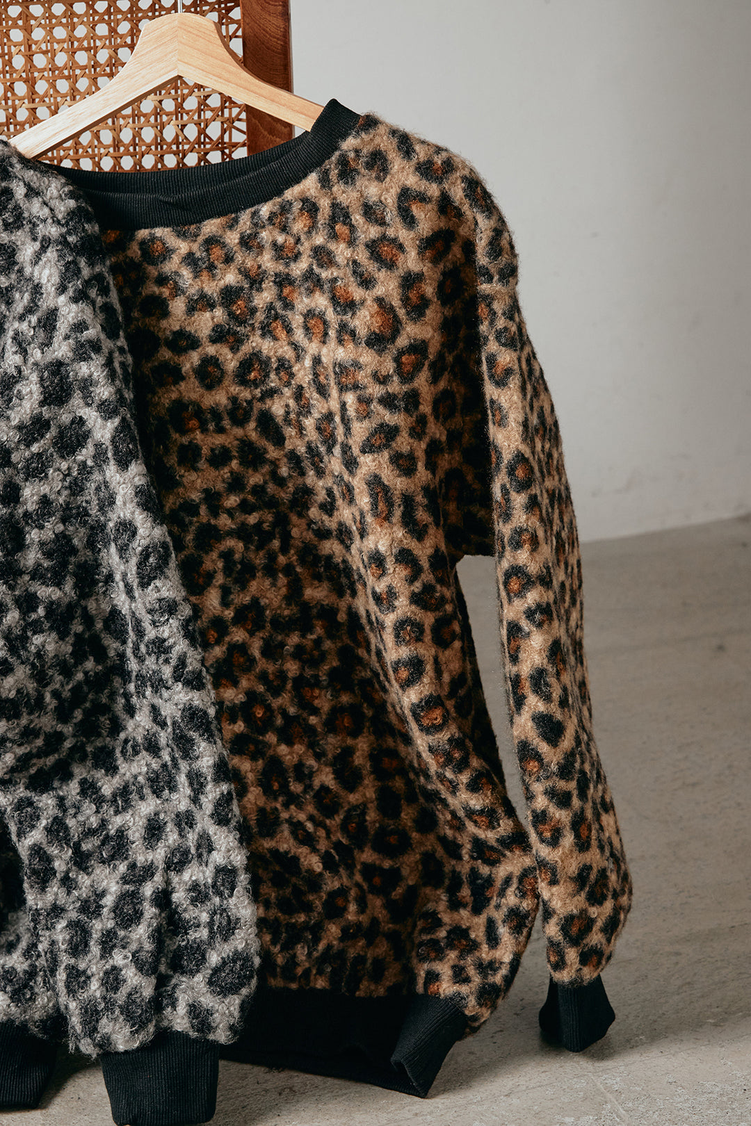 レオパード柄ボアトップス/コーヒー